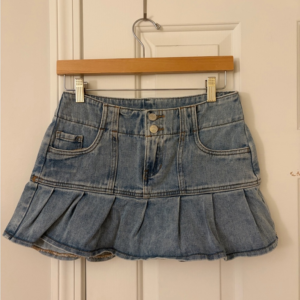 PacSun Blue Pleated Mini Skirt
